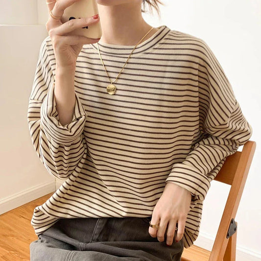 Natalia Cotton Striped Long Sleeve