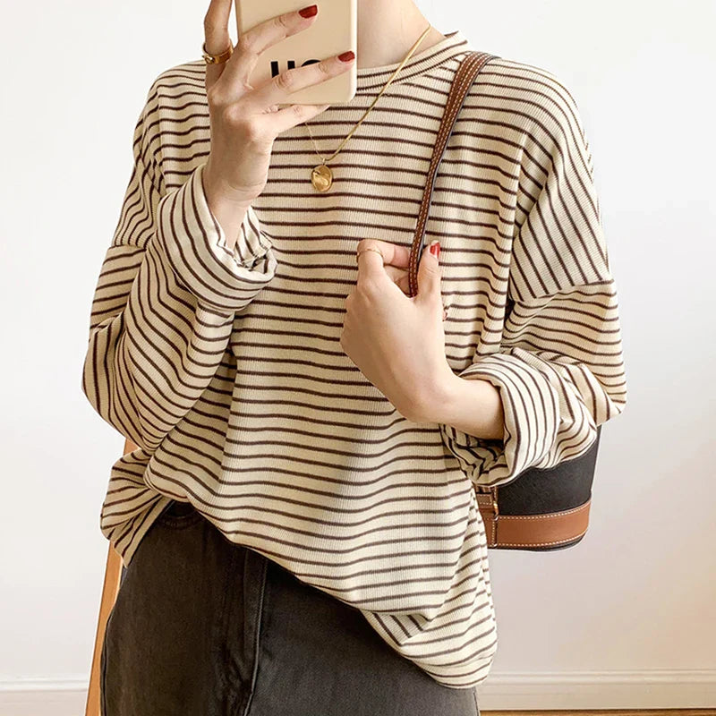 Natalia Cotton Striped Long Sleeve