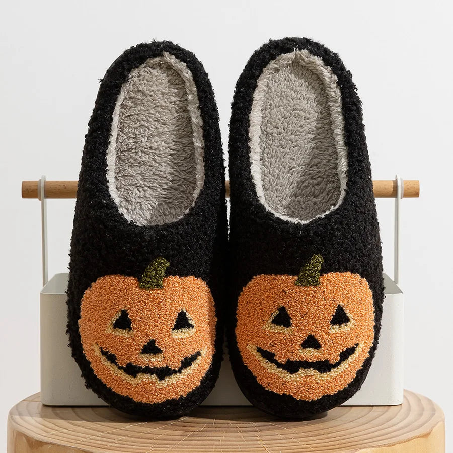 Cozy Halloween Pumpkin Slippers